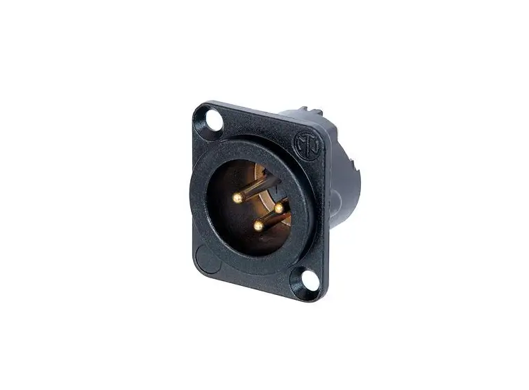 Neutrik NC3MD-LX-B XLR chassis 3P Male sort / gull 